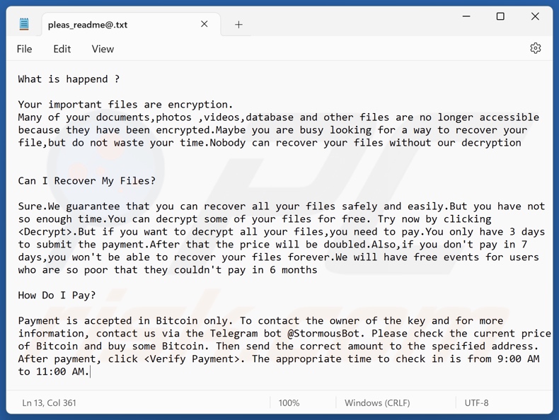 StormCry (Stormous) ransomware fichier texte (pleas_readme@.txt)