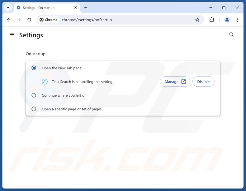 Supprimer telixsearch.com de la page d'accueil de Google Chrome