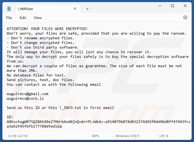 Bixi ransomware note de rançon (!_INFO.txt)