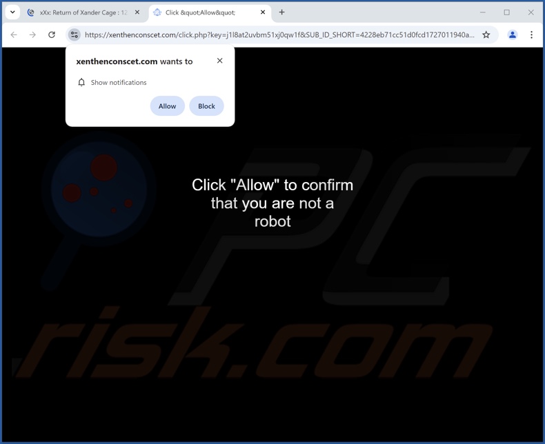 xenthenconscet[.]com pop-up redirections