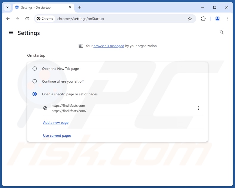 Supprimer finditfasts.com de la page d'accueil de Google Chrome