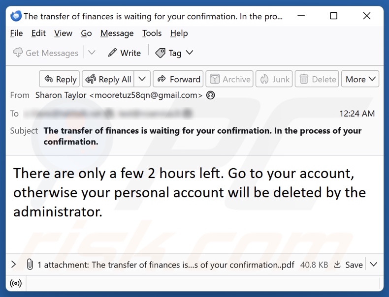 Courriel promouvant l'arnaque du tirage au sort du Bitcoin