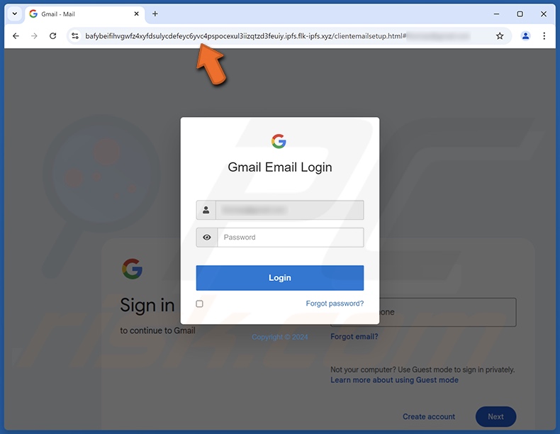 Full Storage Notification courriel frauduleux promotion d'un site de phishing