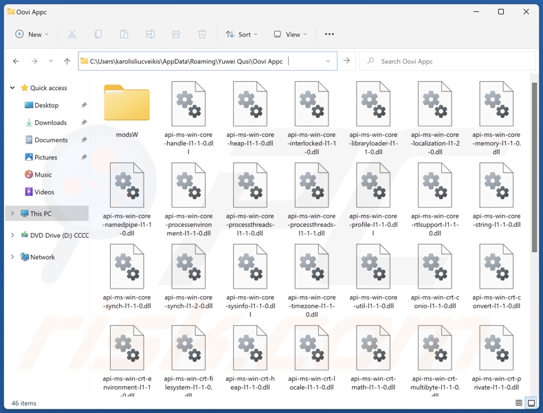Oovi Appc dossier d'installation de l'application non désirée