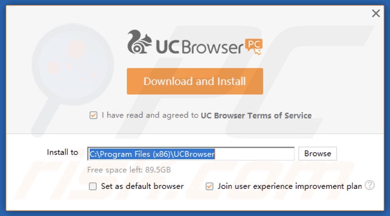 UC Browser PUA configuration de l'installation
