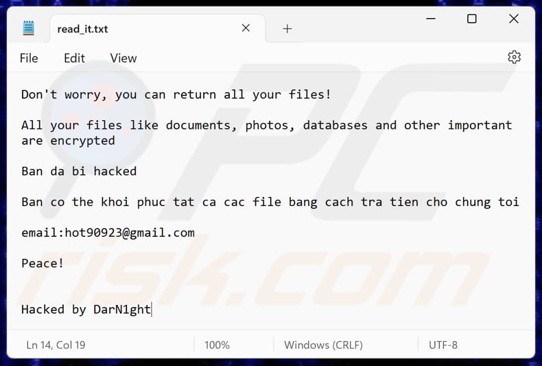 DarkN1ght ransomware fichier texte (read_it.txt)