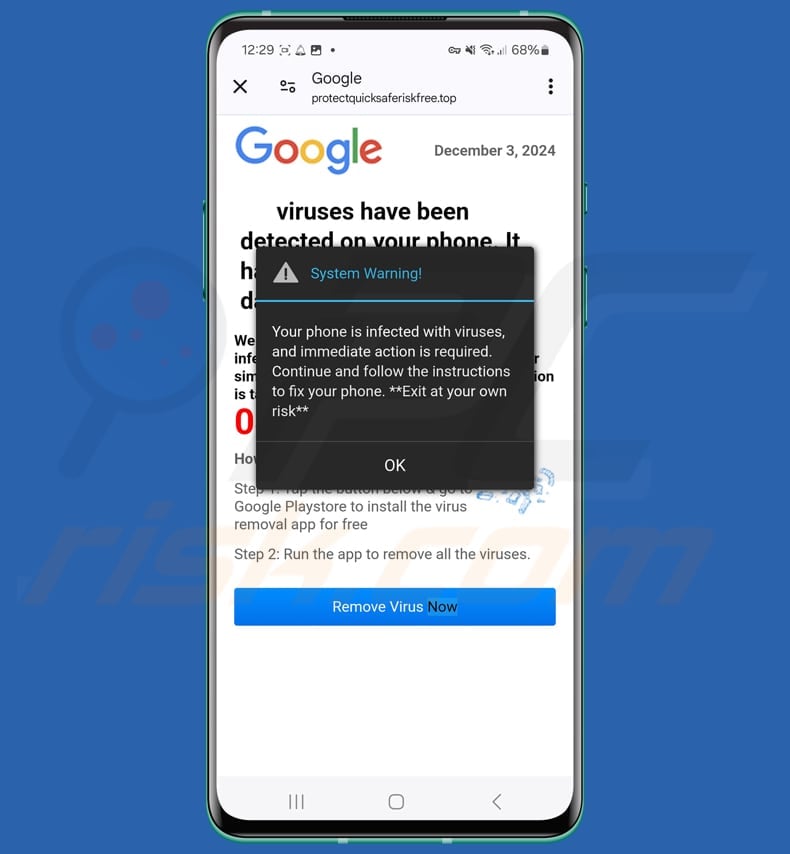 Viruses Have Been Detected On Your Phone escroquerie