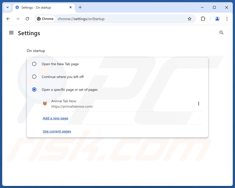 Supprimer animaltabnow.com de la page d'accueil de Google Chrome