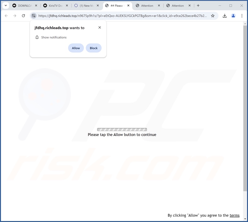 richleads[.]top pop-up redirections