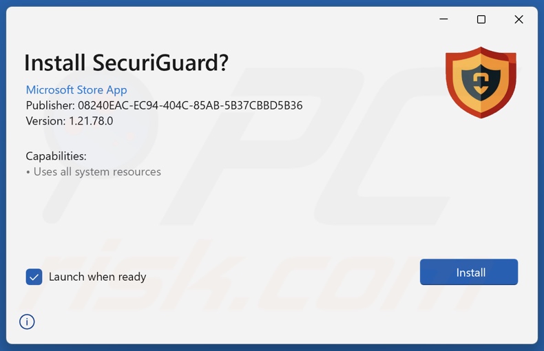 SecuriGuard PUA configuration de l'installation