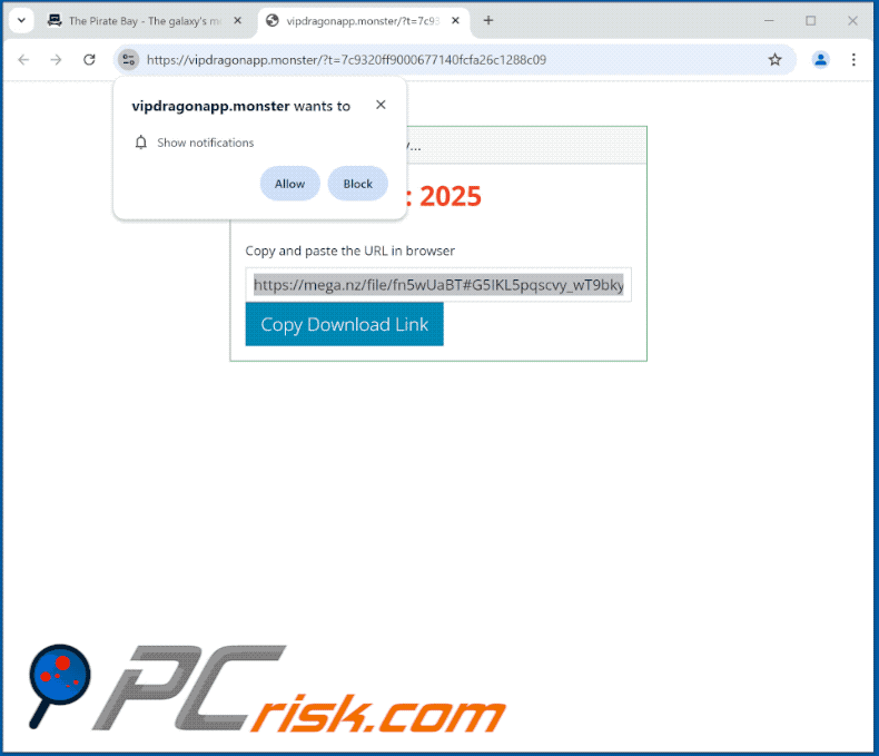 vipdragonapp[.]monster website apparence (GIF)