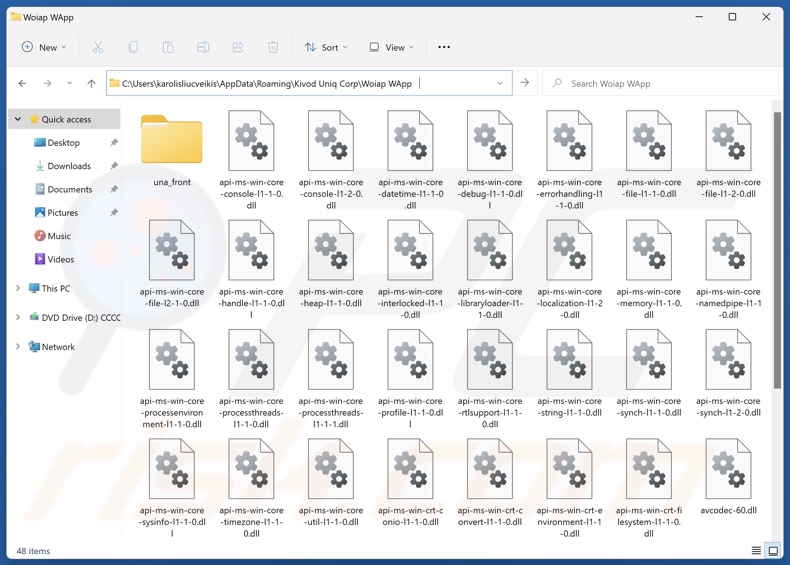 Woiap WApp dossier d'installation de l'application non désirée