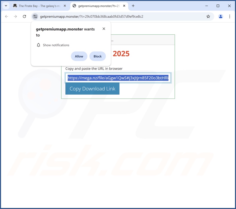 Site web utilisé pour promouvoir Kotalq App PUA (getpremiumapp[.]monster)