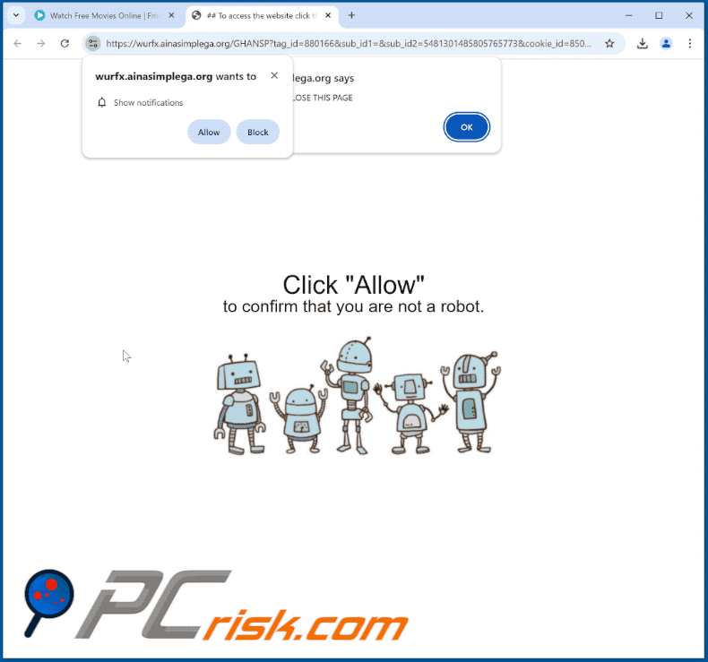 ainasimplega[.]org apparence du site web (GIF)