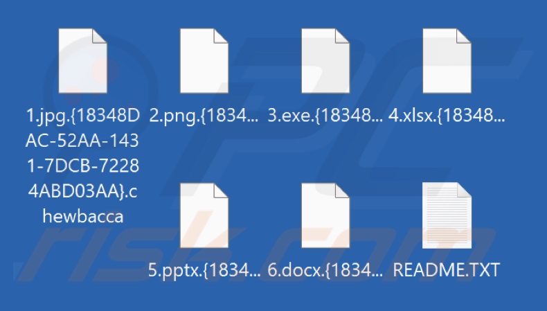Fichiers cryptés par le ransomware Chewbacca (extension .{ID de la victime}.chewbacca)