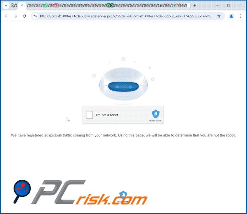 Defender apparence du site web de la famille GIF (wrsdefender[.]pro)
