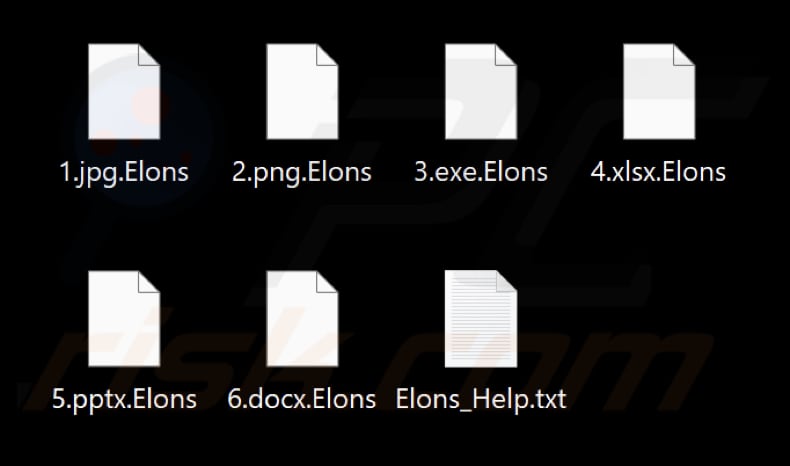Fichiers cryptés par le ransomware Elons (extension .Elons)