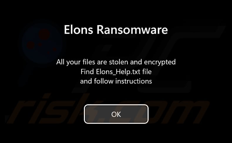 Elons ransomware écran de pré-inscription