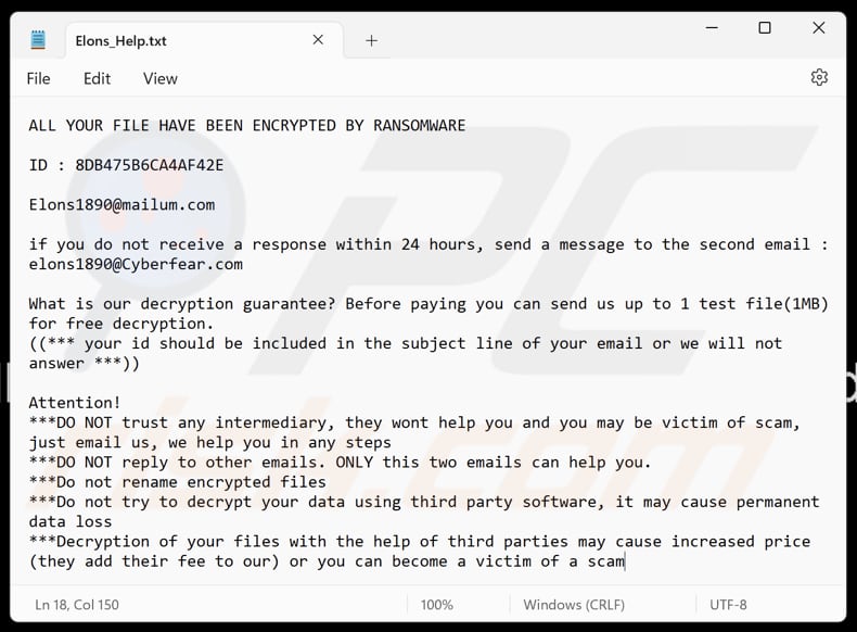 Elons ransomware fichier texte (Elons_Help.txt)