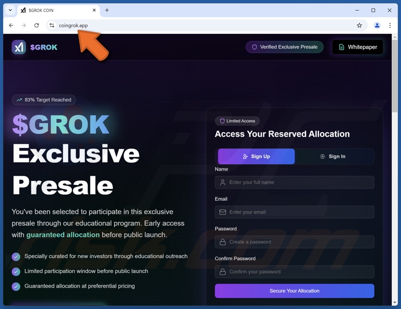 $GROK Presale escroquerie