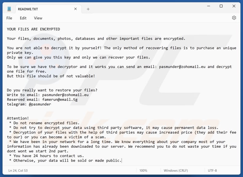 Hush ransomware fichier texte (README.TXT)