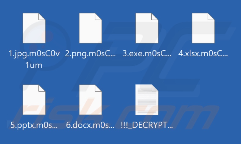 Fichiers cryptés par Moscovium ransomware (extension .m0sC0v1um)