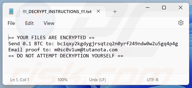Moscovium ransomware note de rançon (!!!_DECRYPT_INSTRUCTIONS_!!!.txt)