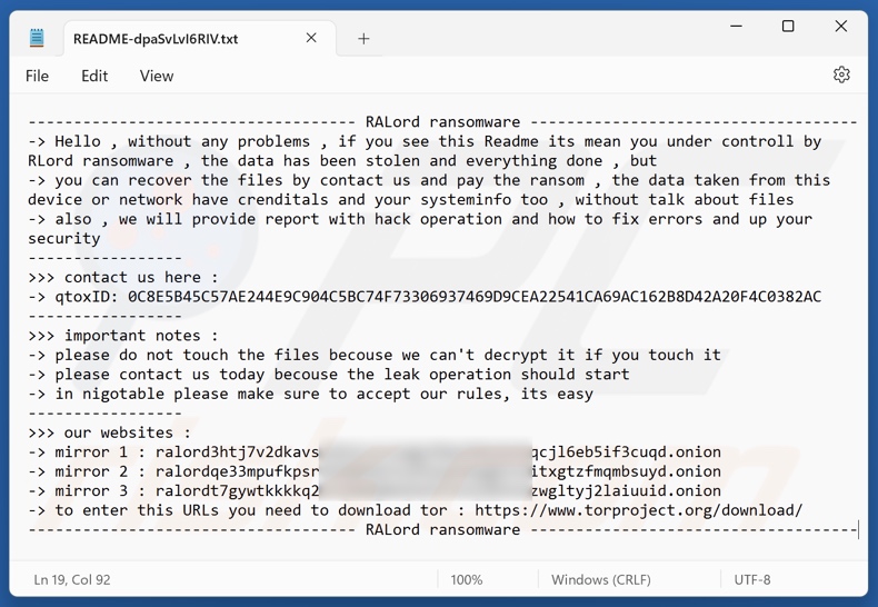 RALord ransomware note de rançon (README-[chaîne_aléatoire].txt)