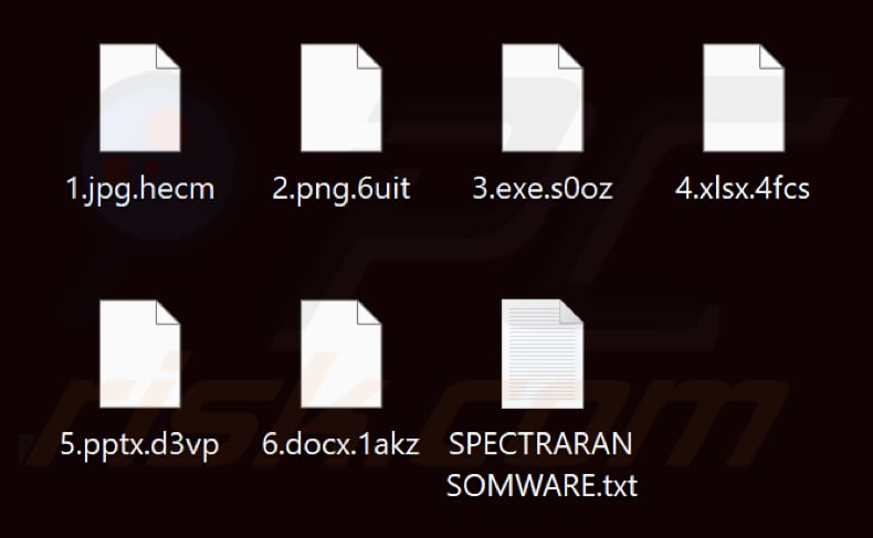 Fichiers cryptés par Spectra ransomware (extension aléatoire)