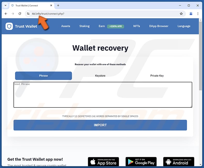 Trust Wallet Sign-In Attempt Email Page d'hameçonnage