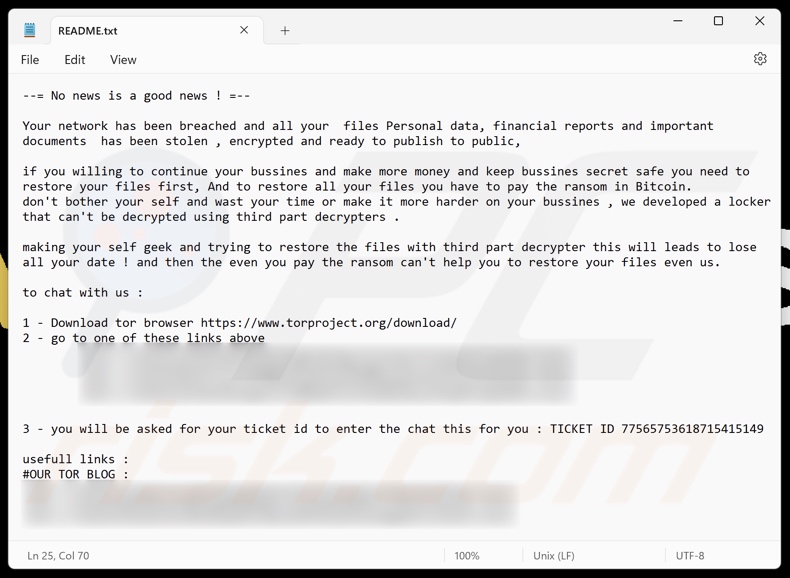 VanHelsing ransomware note de rançon (README.txt)