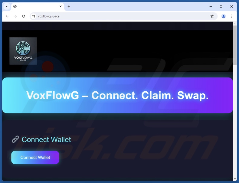 VoxFlowG USDT Airdrop spam email promu site d'escroquerie