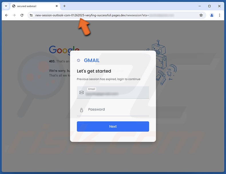 Your Emails Will No Longer Be Delivered courriel frauduleux promotion d'un site de phishing