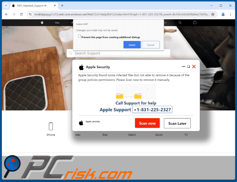 Apparition de Apple Security Found Some Infected Files escroquerie (GIF)