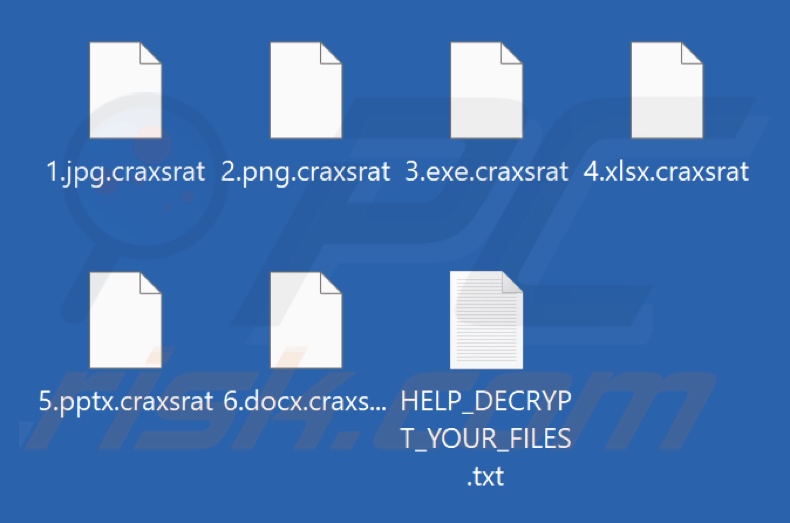 Fichiers cryptés par le ransomware Craxsrat (extension .craxsrat)