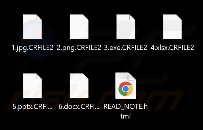 Fichiers chiffrés par le ransomware CRFILE (extension .CRFILE2)