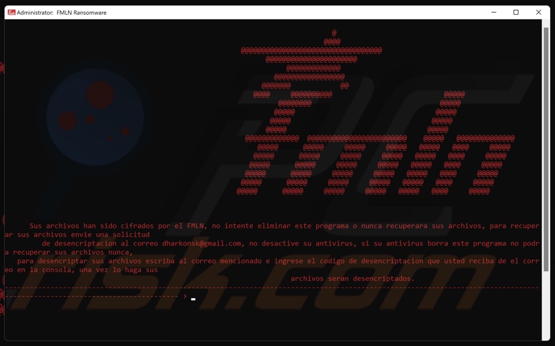 FMLN ransomware note de rançon (pop-up)