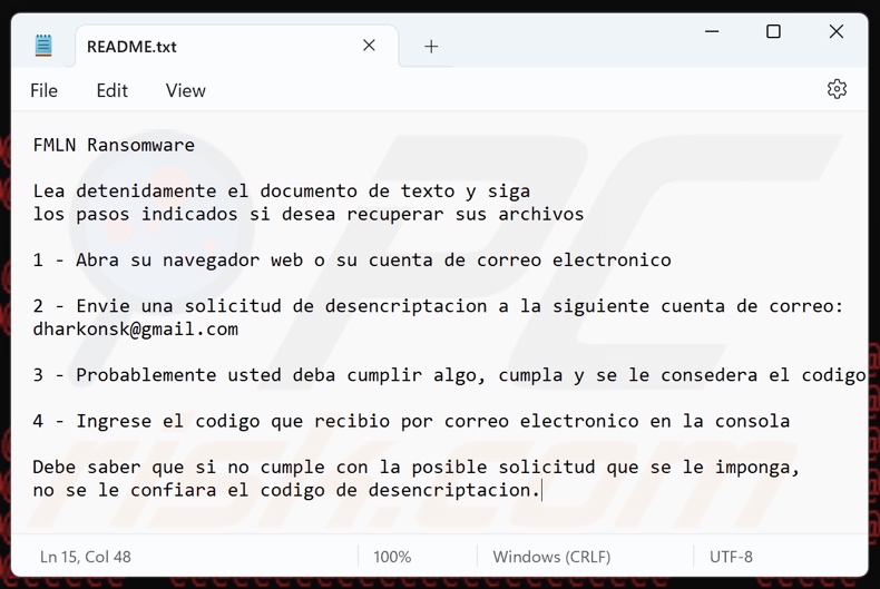 FMLN ransomware fichier texte (README.txt)
