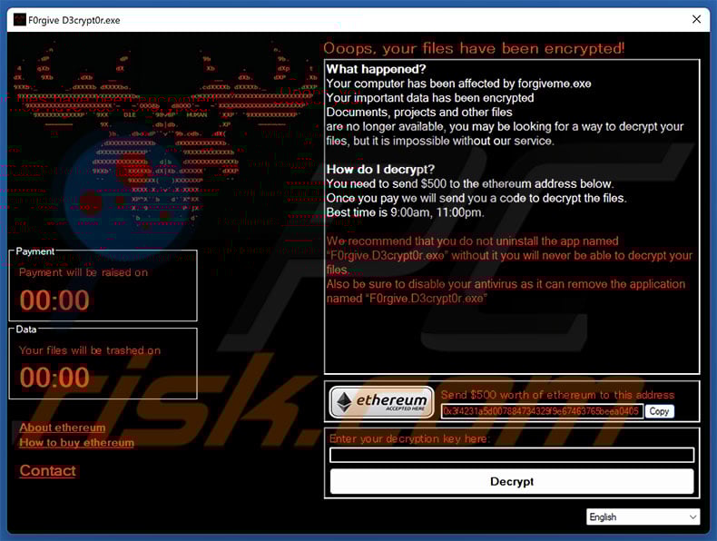 Forgive ransomware note de rançon (pop-up)