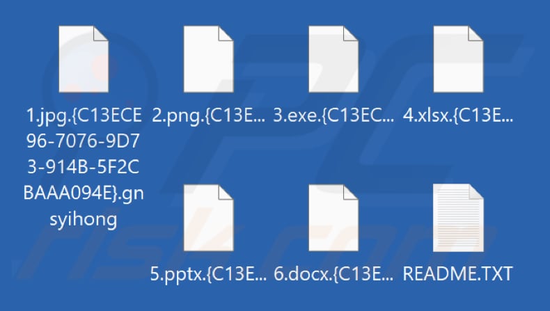 Fichiers cryptés par le ransomware Gnsyihong (extension .gnsyihong)