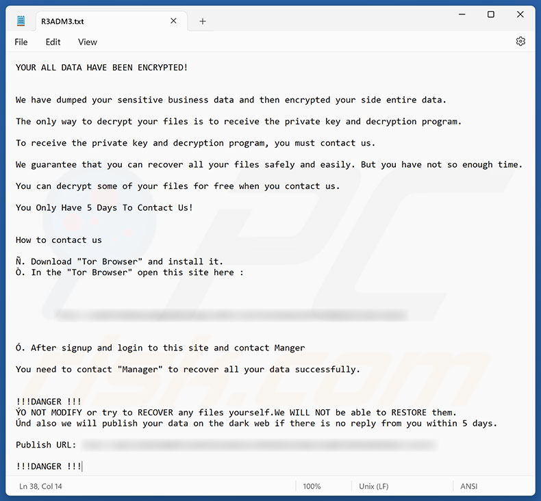 Note de rançon du ransomware Gunra (R3ADM3.txt)