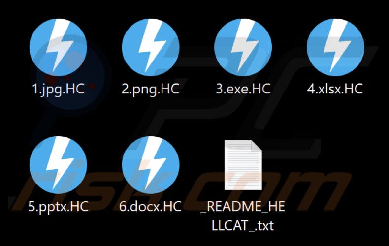 Fichiers cryptés par HellCat ransomware (extension .HC)