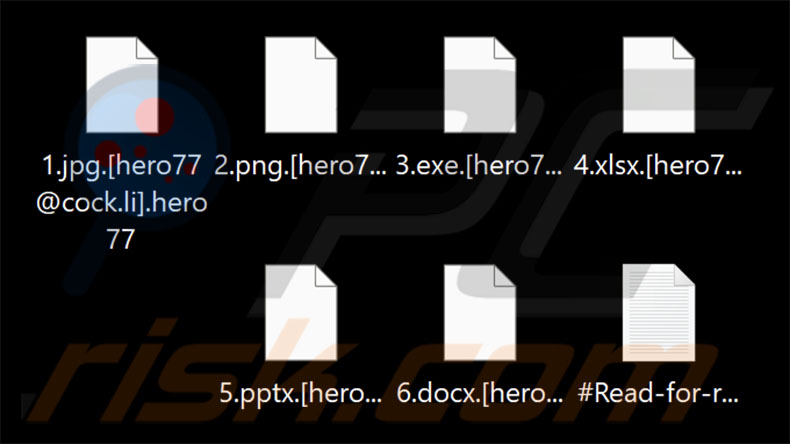Fichiers cryptés par Hero ransomware (extension .hero77)
