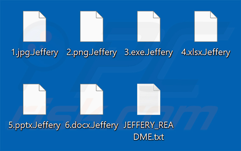 Fichiers cryptés par le ransomware Jeffery (extension .Jeffery)