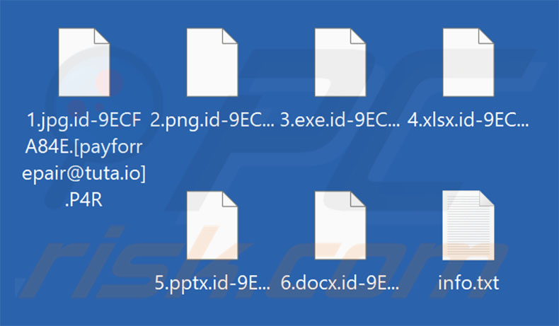 Fichiers cryptés par le ransomware PayForRepair (extension .P4R)