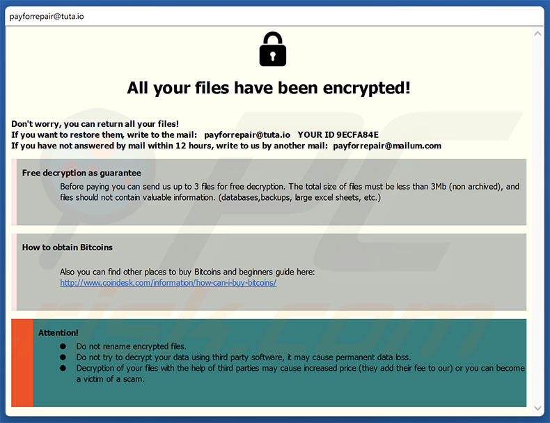 PayForRepair ransomware demande de rançon (pop-up)