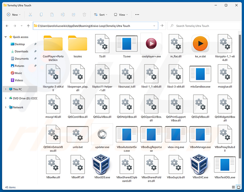 Temeliq Ultra Touch dossier d'installation de l'application non désirée