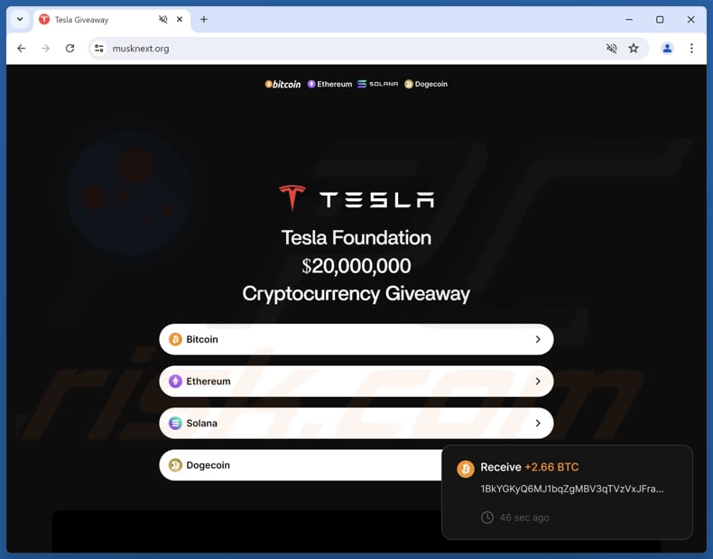 Tesla Foundation Giveaway arnaque
