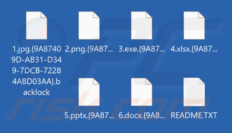 Fichiers cryptés par le ransomware BackLock (extension .{id_victime} .backlock)
