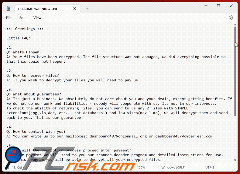 Note de rançon du ransomware Bbq (+README-WARNING+.txt) GIF